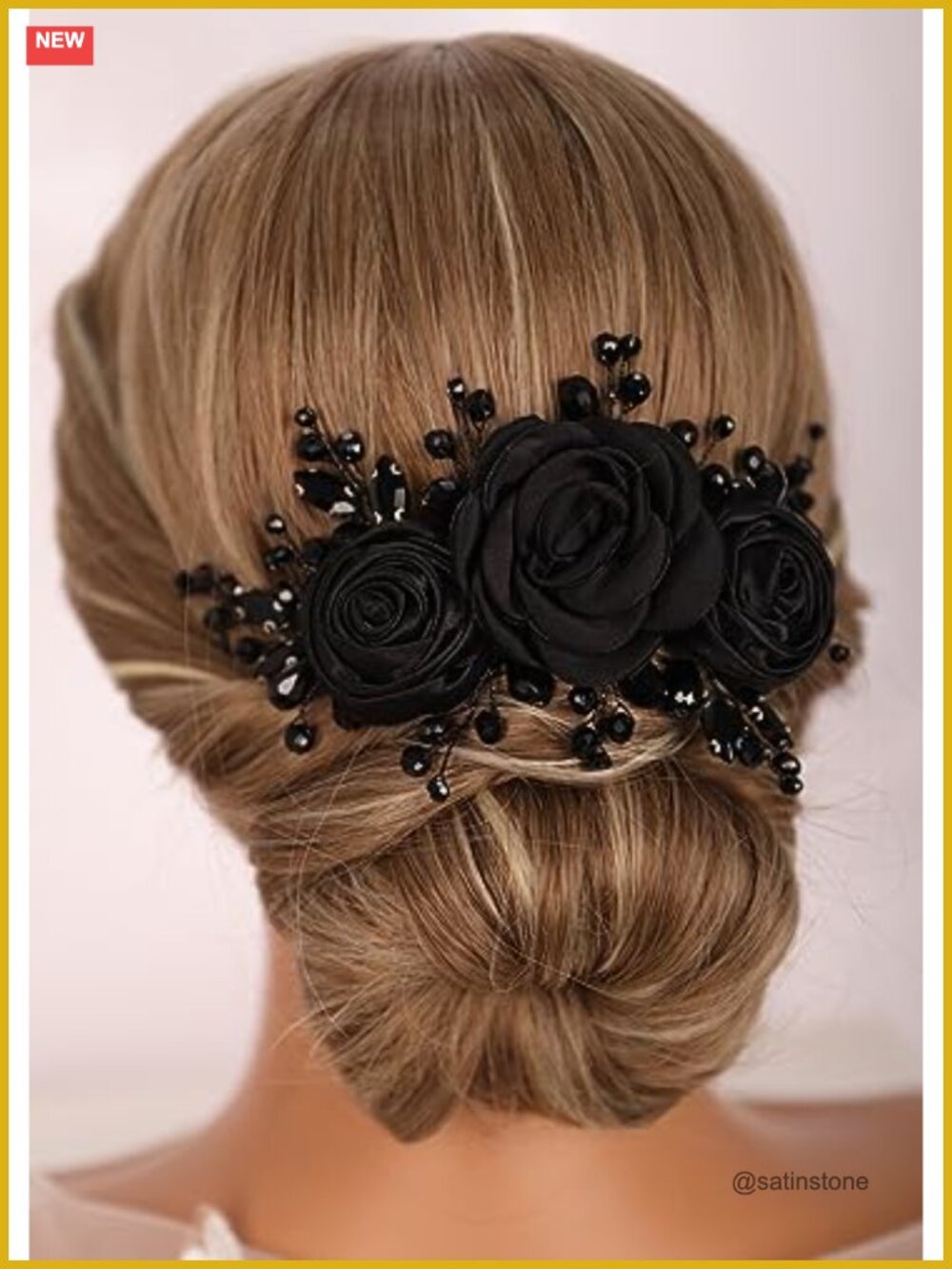 Handmade Chiffon Rose Flower Headband Rhinestones Crystal Beads Wedding Hair